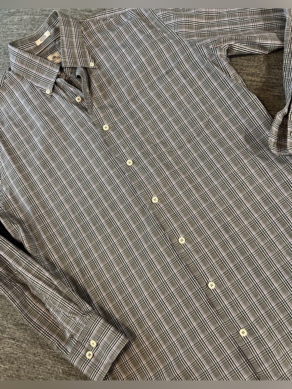 Peter Millar Long Sleeve Dress Shirt Pattern Purple Black Gray White Sz M EUC